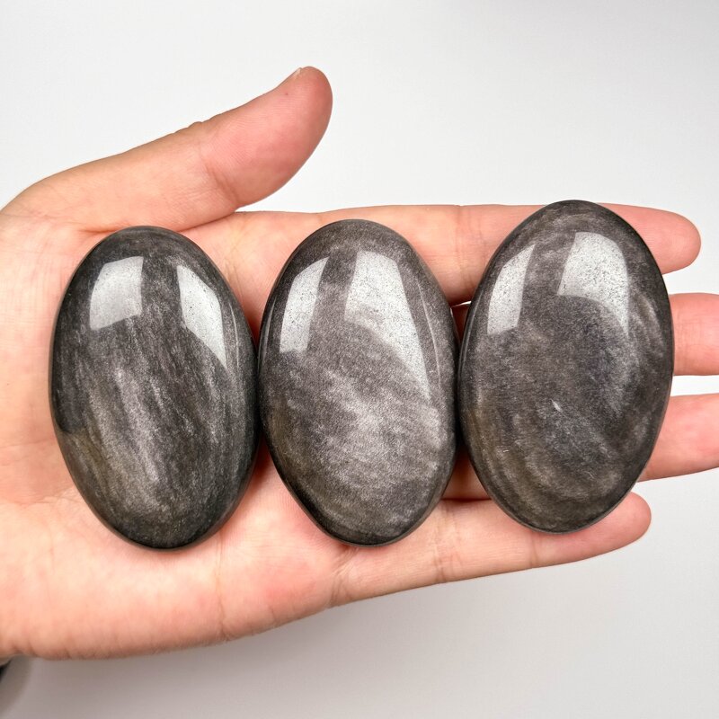 Palm Stone Manufacturer - Polished Silver Obsidian Natural Stone