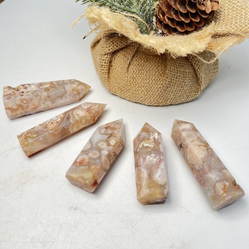 Crystal Tower Manufacturer - Large Flower Agate Towers Bulk