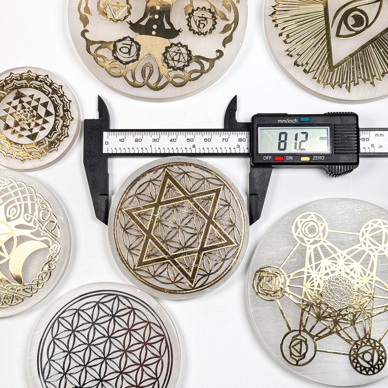 Selenite Disc Factory - 6cm-10cm Different Patterns Carving