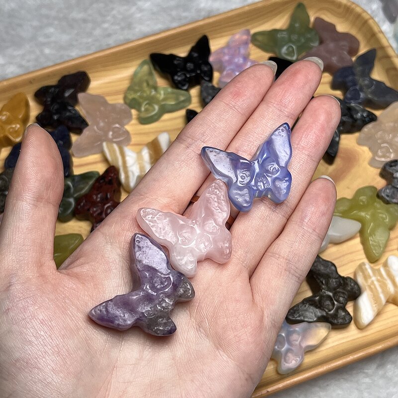 Crystal Animal Carving Factory - Mixed Materials Butterfly Display