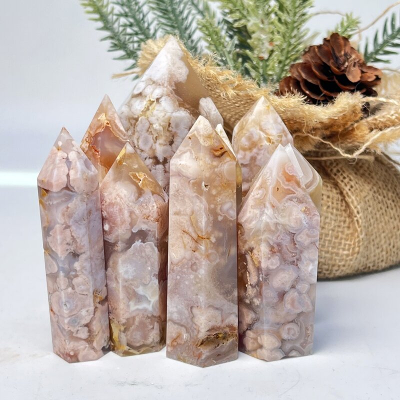 Crystal Tower Manufacturer - Large Flower Agate Towers Bulk
