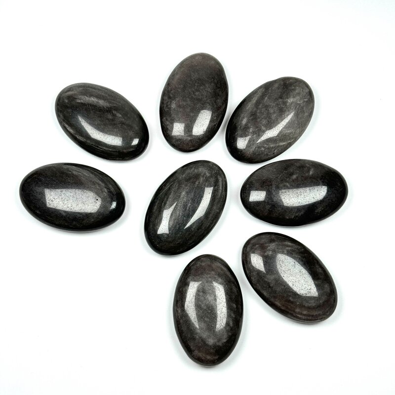 Palm Stone Manufacturer - Carved Silver Obsidian Reiki Feng Shui