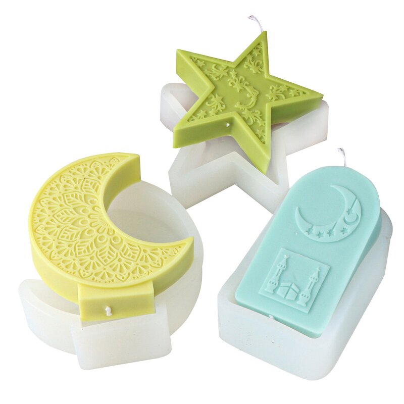 Star Candle Mold Factory - OEM Moon Pattern Aromatherapy Candle Silicone Mold