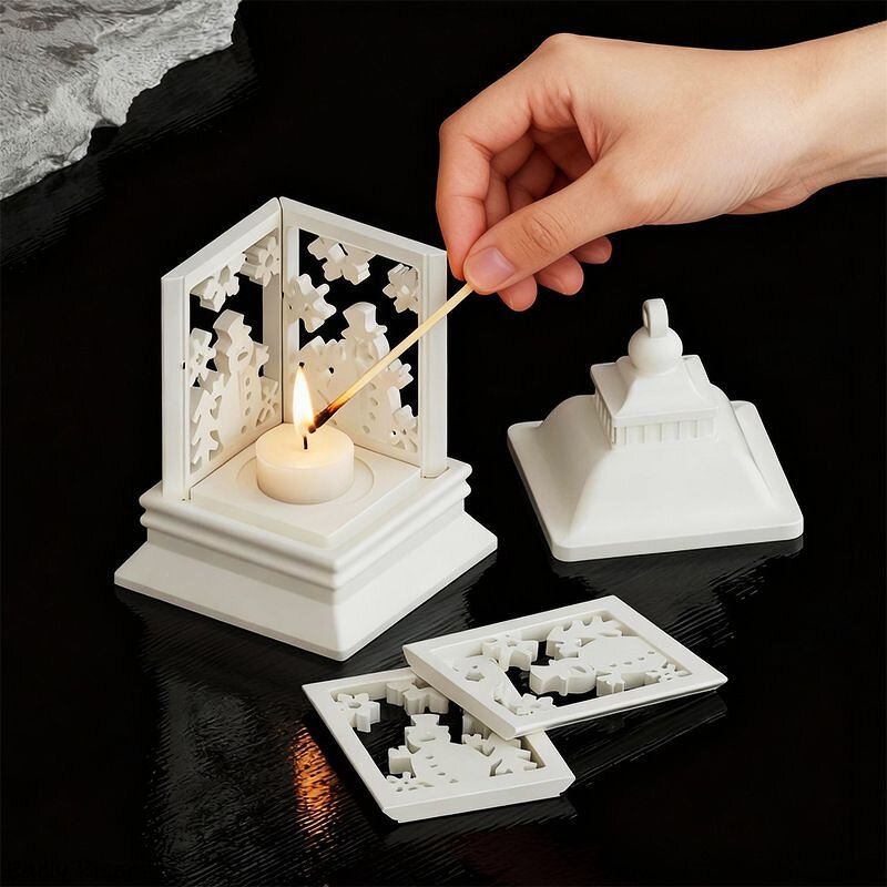Christmas Candle Mold Factory - Custom Hollow Castle Night Light Silicone Mold