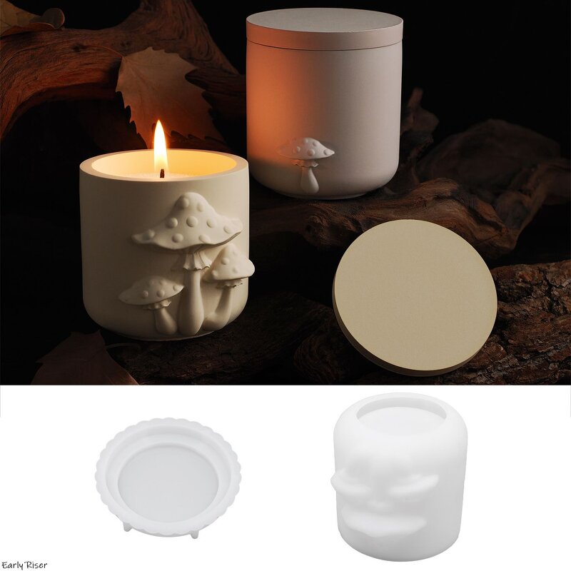Mushroom Jar Silicone Mold Factory - OEM Cement Planter with Lid Candle Cup