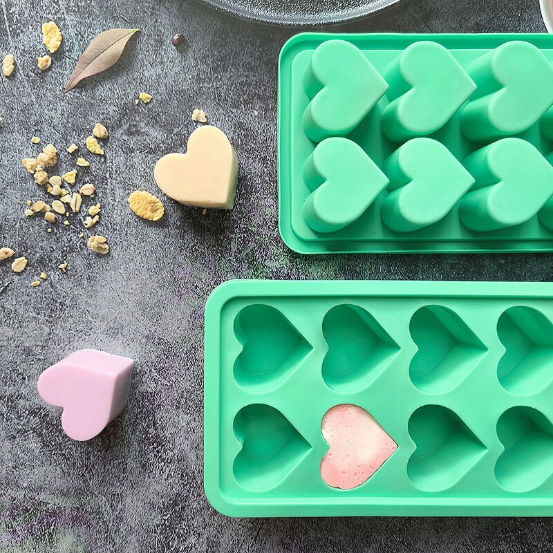 Heart Silicone Mold Factory - OEM 10-Cavity Ice Cube Tray for Soap Candle
