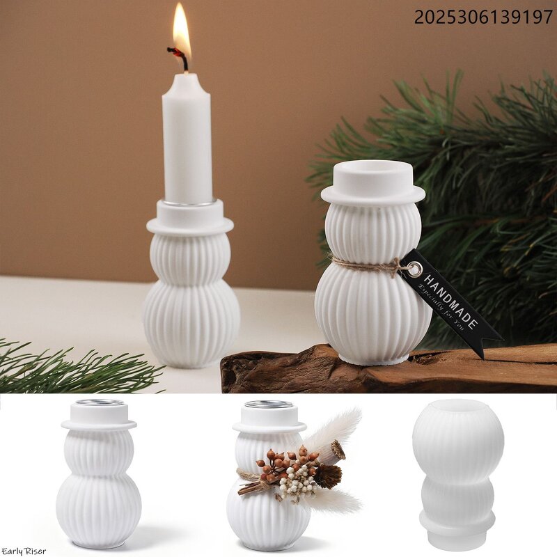 Snowman Candle Mold Factory - OEM Crystal Epoxy Candle Holder Silicone Mold