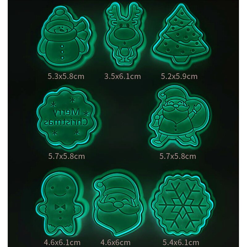 Christmas Cookie Cutter Manufacturer - OEM 8pcs Santa Gingerbread Man Tree Mold