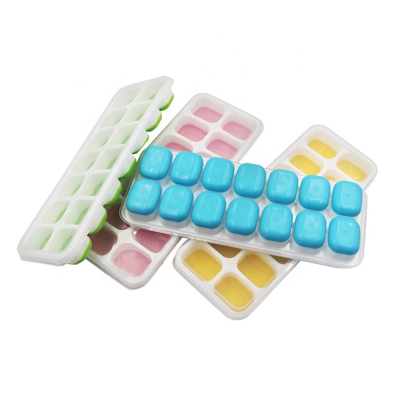 Ice Tray Mold Factory - OEM 14 Holes with Cover Dustproof Cube Ice Mold