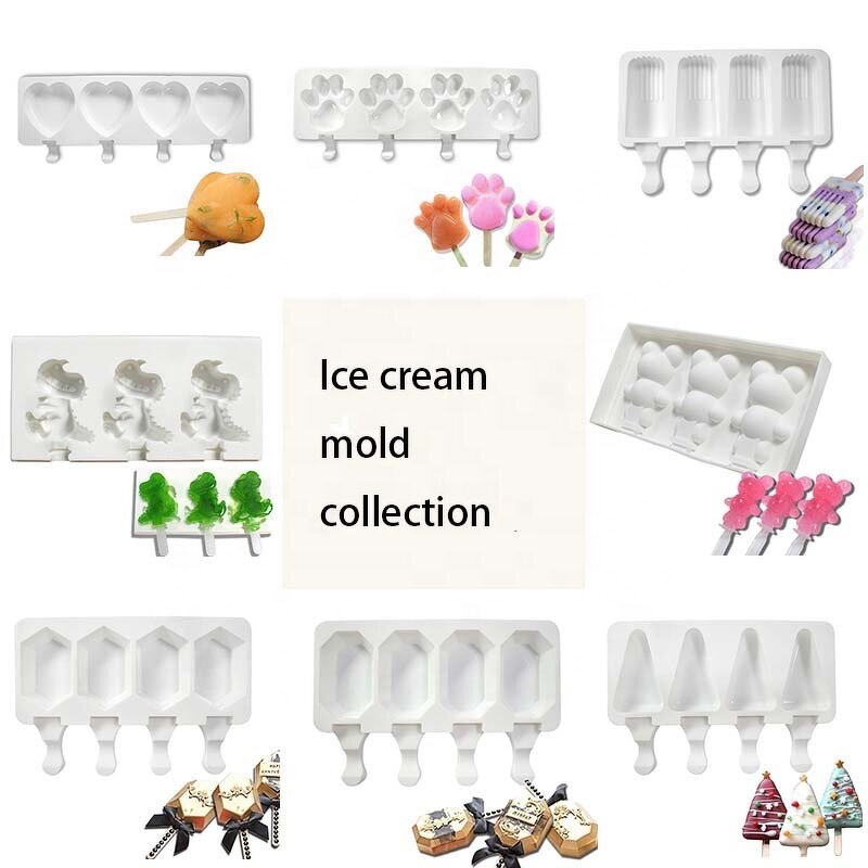 4-in-1 Popsicle Mold Factory - OEM Love Cat Paw Dinosaur Bear Ice Cream Mold