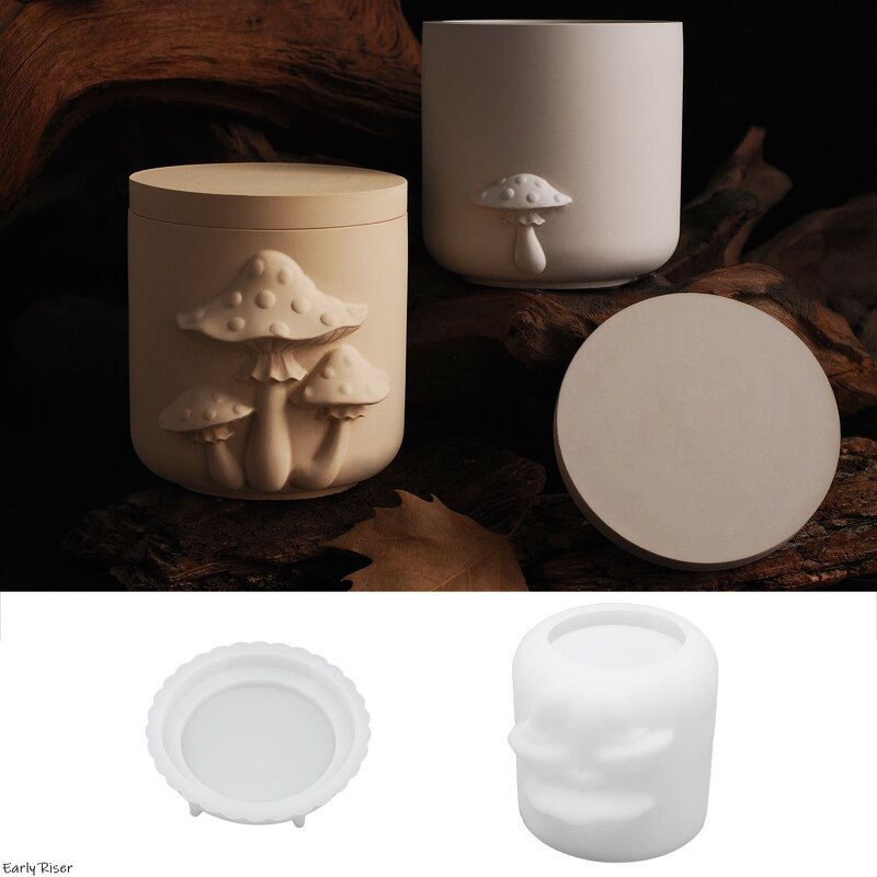 Mushroom Jar Silicone Mold Factory - OEM Cement Planter with Lid Candle Cup
