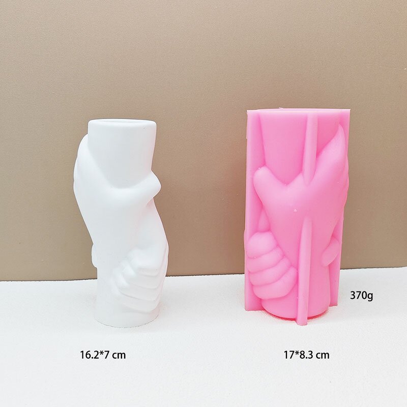 Holding Hands Vase Mold Factory - OEM Concrete Resin Flower Holder Silicone Mold