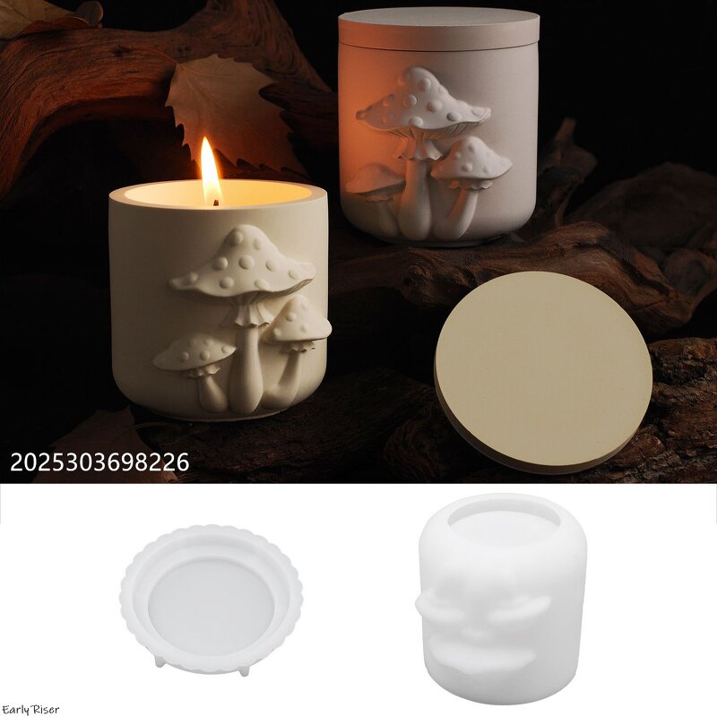 Mushroom Jar Silicone Mold Factory - OEM Cement Planter with Lid Candle Cup