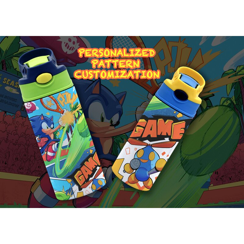 Kids Water Bottle Factory - OEM 350ml Double Insulated Flip Top Straw Cup