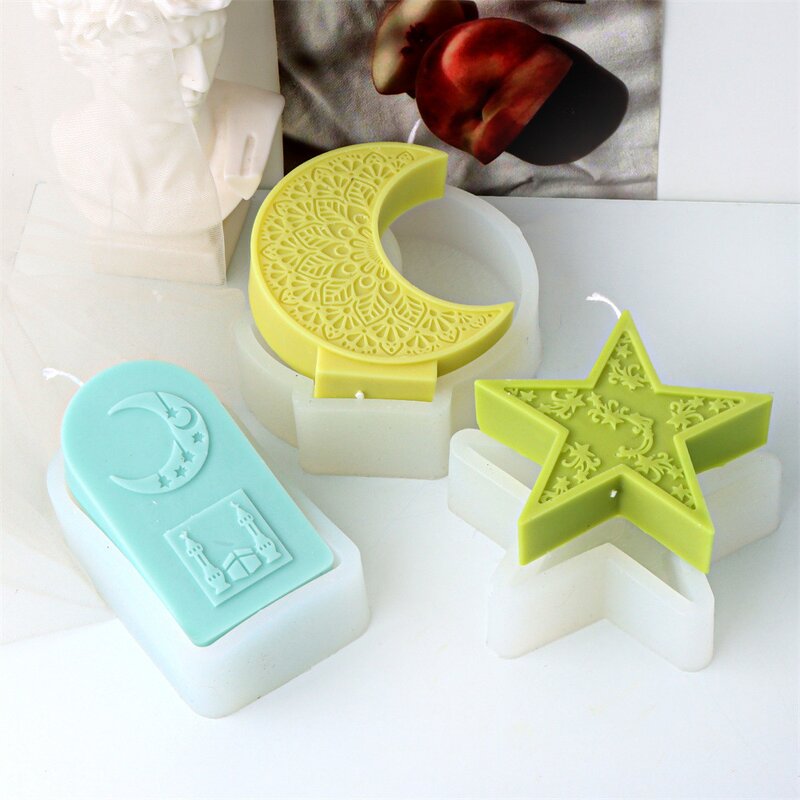 Star Candle Mold Factory - OEM Moon Pattern Aromatherapy Candle Silicone Mold
