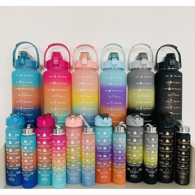 Plastic Water Bottle Factory - OEM Gradient Sports Three-piece Set Portable