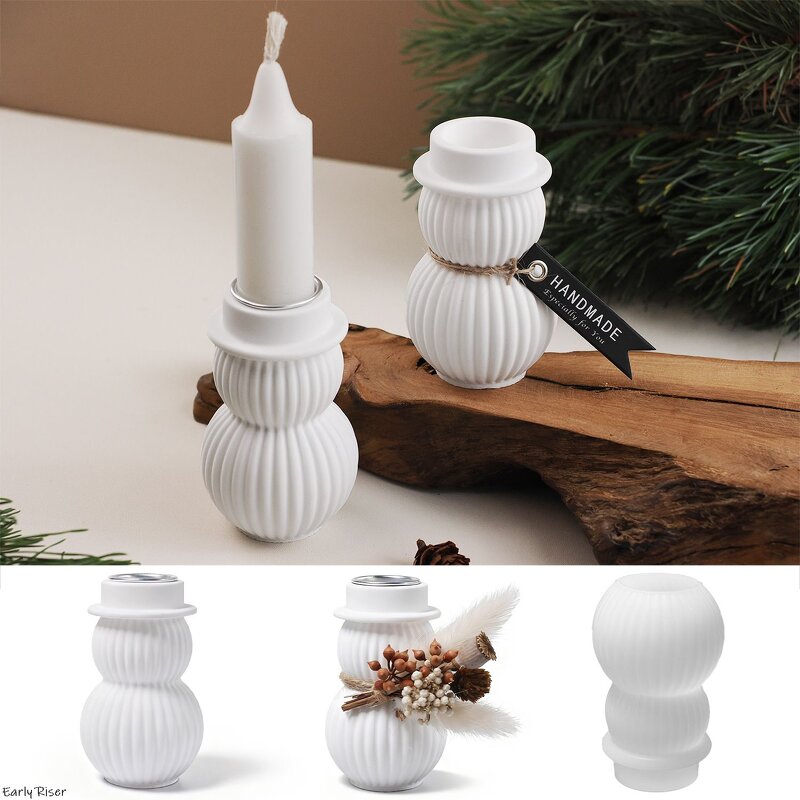 Snowman Candle Mold Factory - OEM Crystal Epoxy Candle Holder Silicone Mold