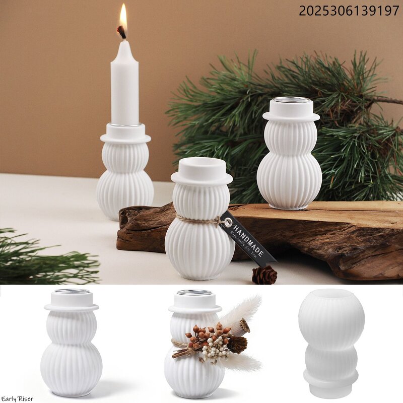 Snowman Candle Mold Factory - OEM Crystal Epoxy Candle Holder Silicone Mold