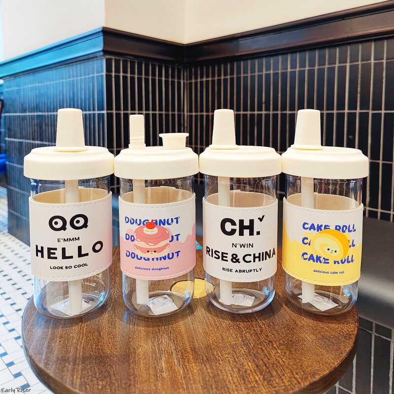 Glass Milk Tea Cup Factory - OEM High Borosilicate Large Diameter Straw Cup