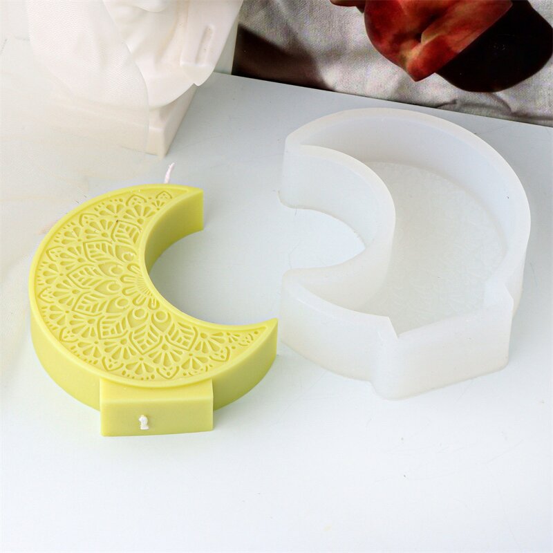 Star Candle Mold Factory - OEM Moon Pattern Aromatherapy Candle Silicone Mold