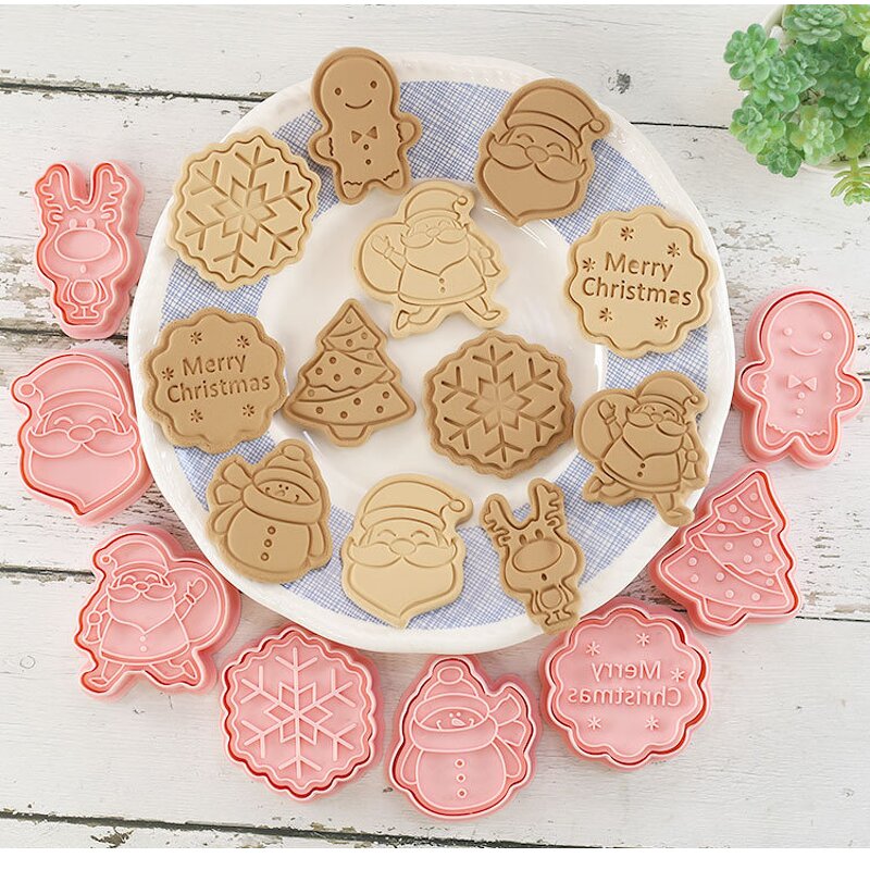 Christmas Cookie Cutter Manufacturer - OEM 8pcs Santa Gingerbread Man Tree Mold
