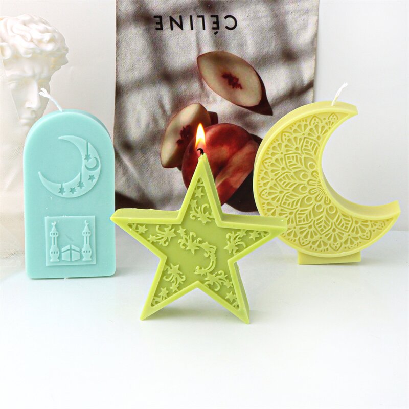 Star Candle Mold Factory - OEM Moon Pattern Aromatherapy Candle Silicone Mold