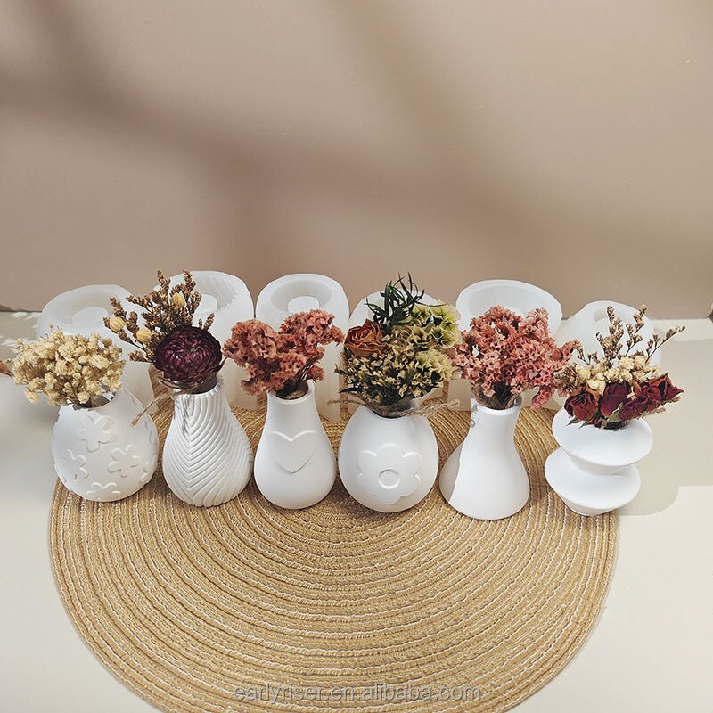 Silicone Mold Set Manufacturer - 6-Pack Concrete Vase Planter Candle Mold