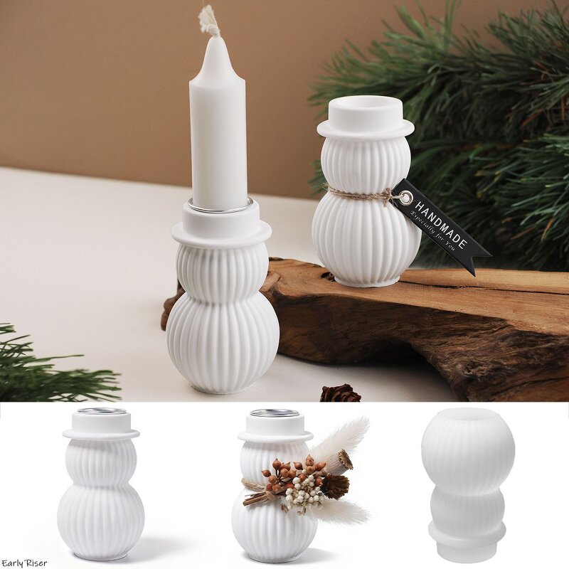 Snowman Candle Mold Factory - OEM Crystal Epoxy Candle Holder Silicone Mold