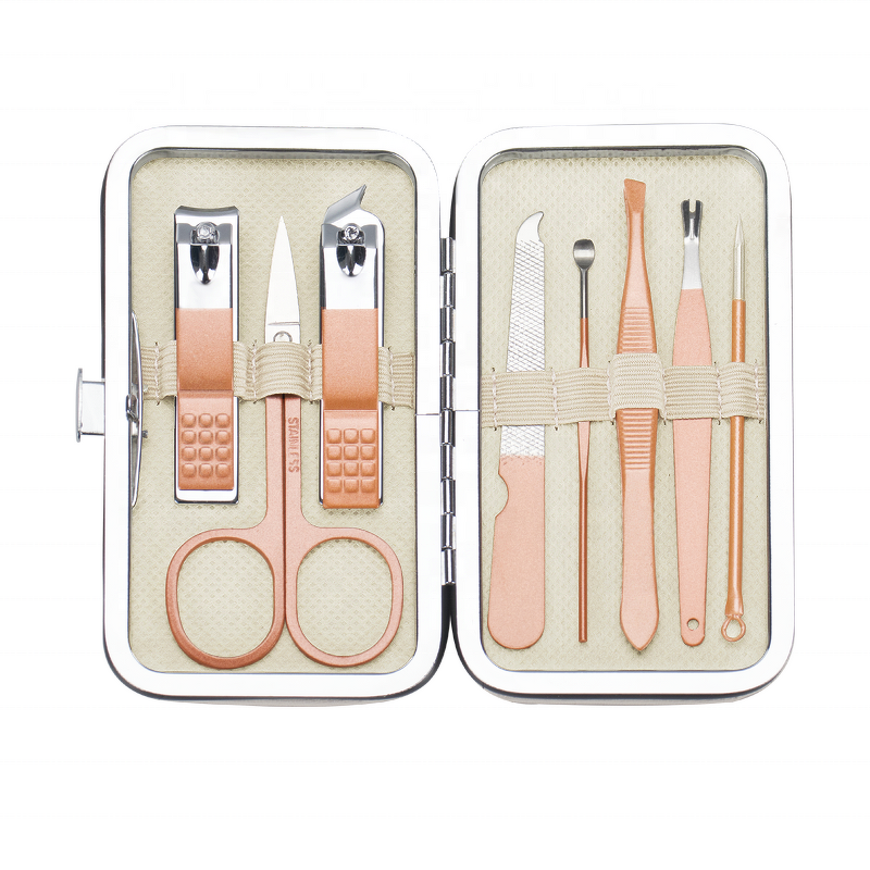 Manicure Pedicure Set Supplier - 8pcs Rose Gold Portable Kit