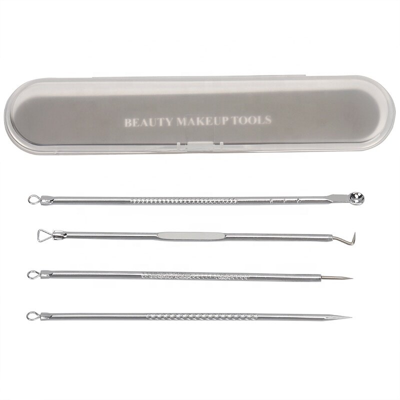 Blackhead Remover Kit Supplier - 4pcs Curved PC Tweezers Set