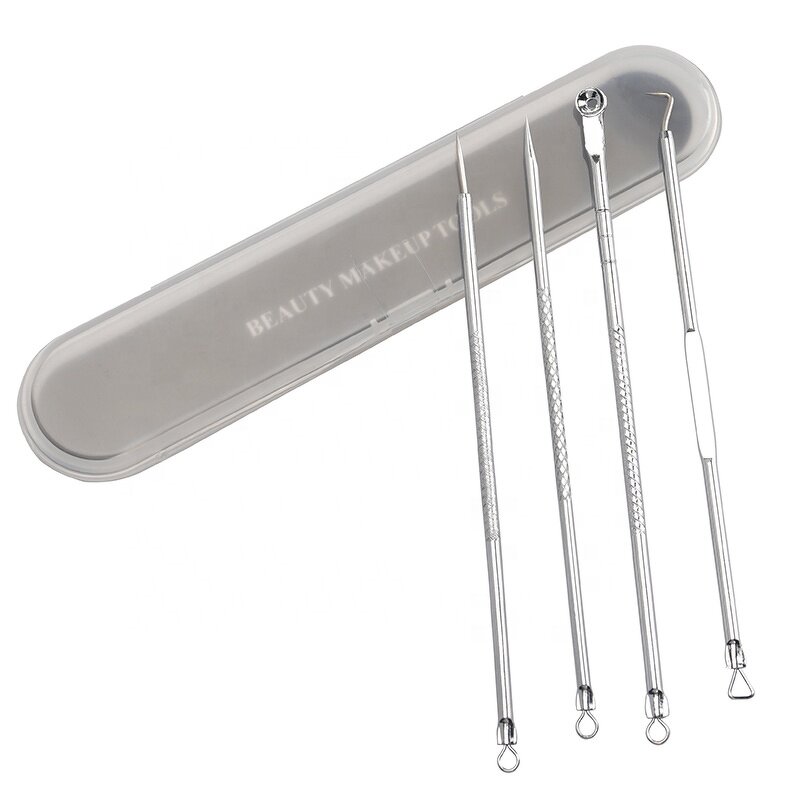 Blackhead Remover Kit Supplier - 4pcs Curved PC Tweezers Set