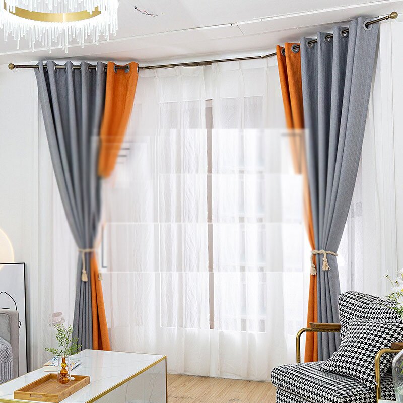 Flame Retardant Curtains Manufacturer - OEM Plain Fabric Splicing Custom