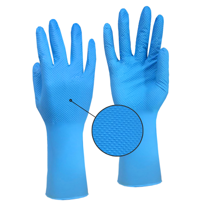 Industrial Nitrile Gloves Factory - OEM 12inch Diamond Texture Mechanic