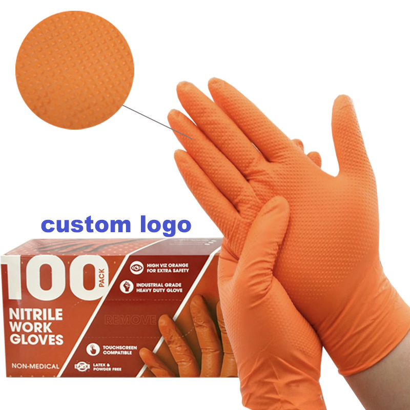 Orange Nitrile Gloves Factory - OEM New Style Diamond Texture Salon