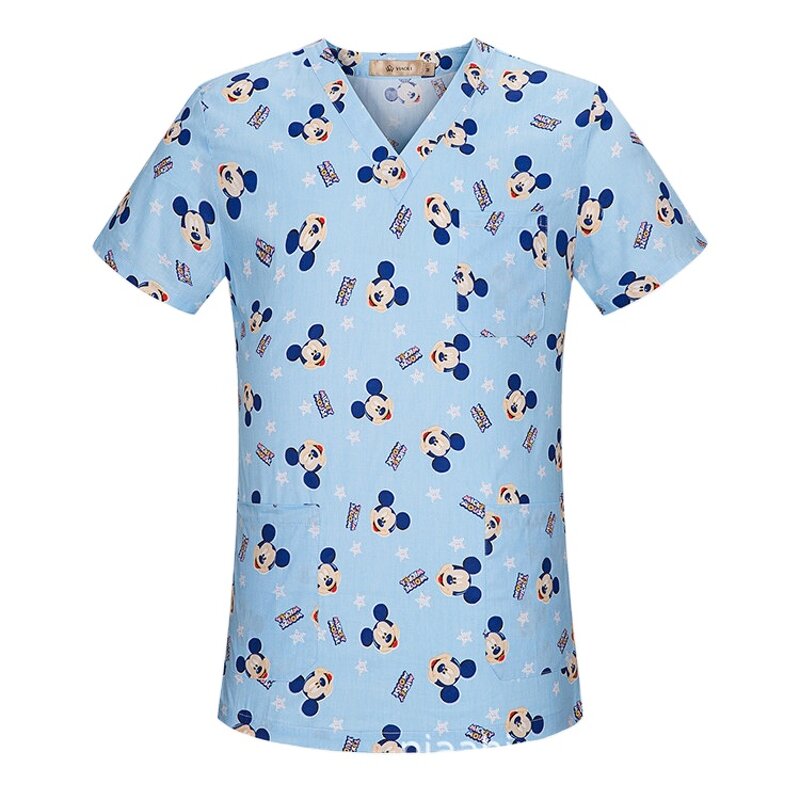 Print Scrubs Manufacturer - OEM Patterned V-neck Hospital Uniform Top