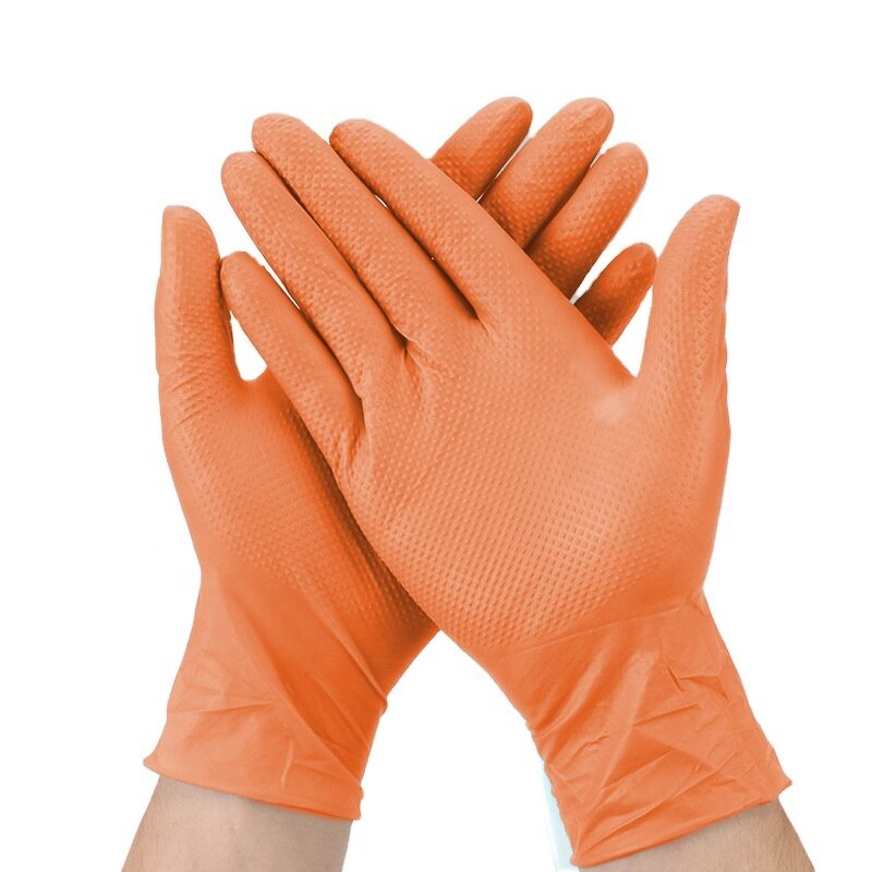 Pure Nitrile Gloves Factory - OEM 6mil Diamond Texture Oil Waterproof