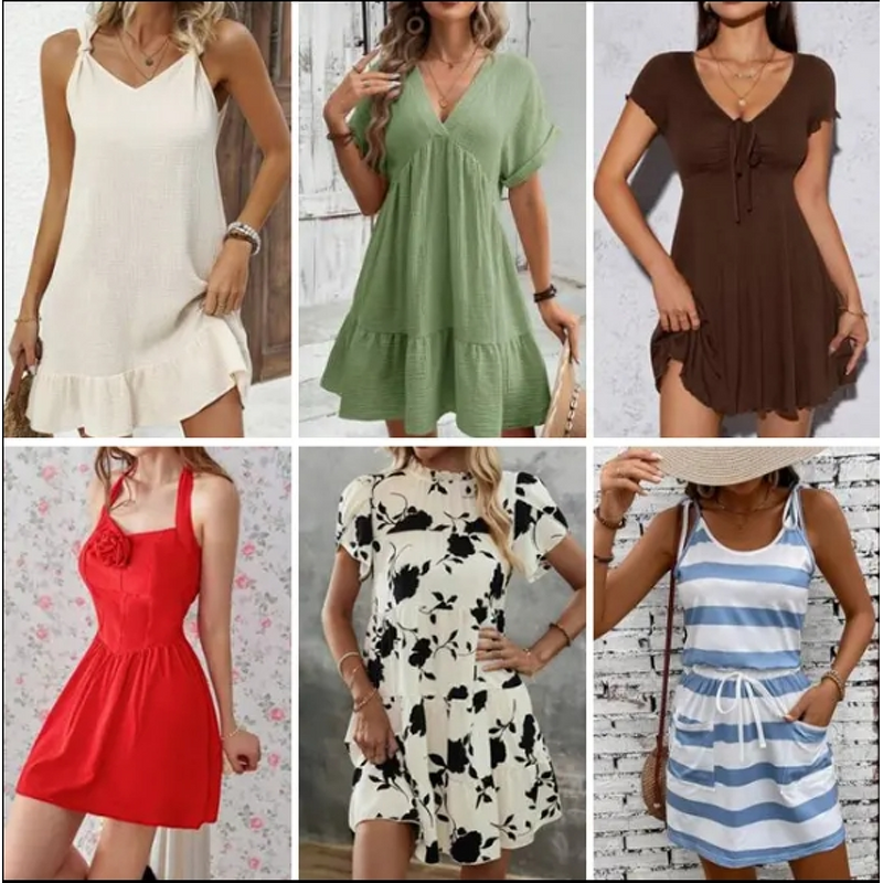 Used Women's Dresses Factory - Wholesale V-Neck Casual Dresses