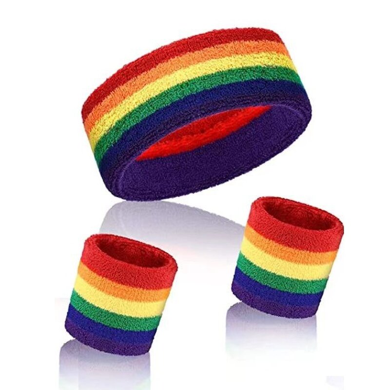 Cotton Sweatband Set Factory - Rainbow Headband Wristbands Wholesale