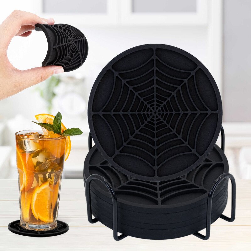 Silicone Coaster Factory - Creative Spider Web Design Cup Mat