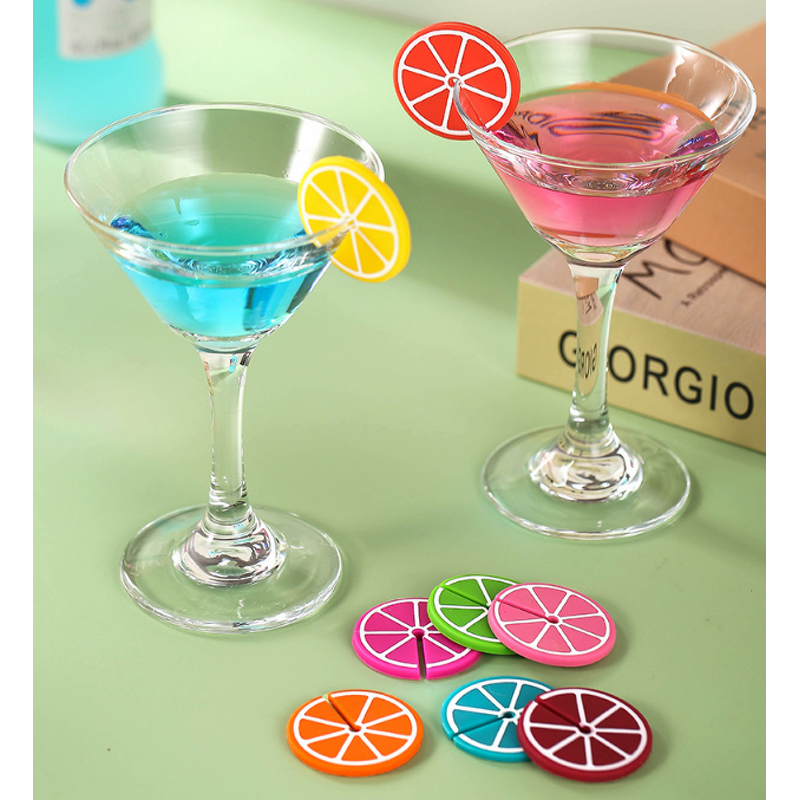 Drink Markers Factory - Colorful Orange Silicone Wine Glass Tags