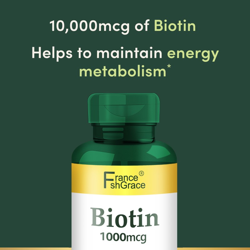 Biotin Supplement Supports Healthy Hair, Skin and Nails Biotin Capsules 100 Tablets