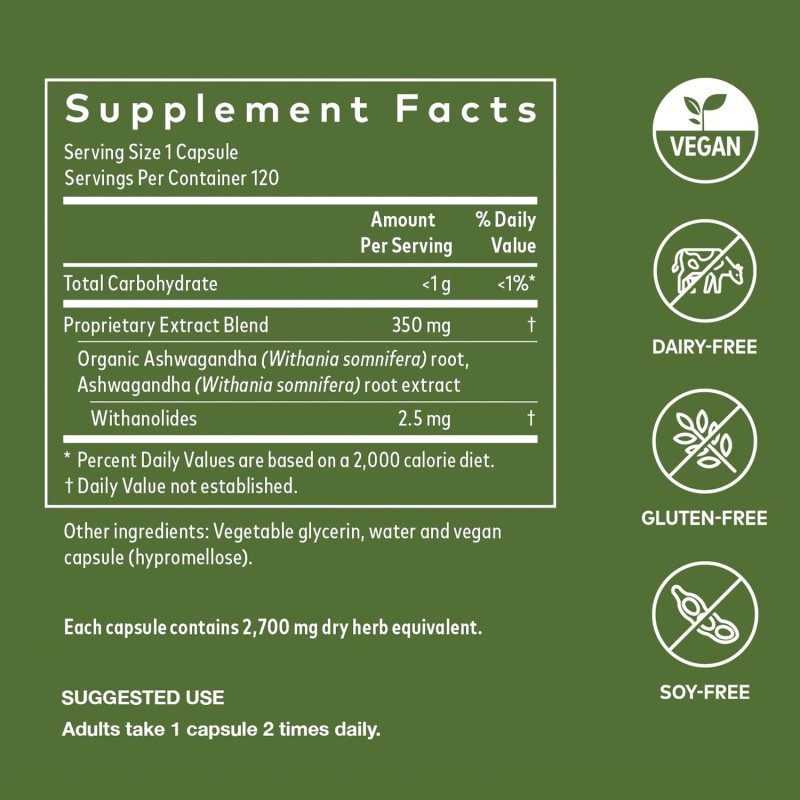 Ashwagandha Root Supplement for Adults Support Balanced Energy and Resistance to Stress Organic Ashwagandha Root Capsules