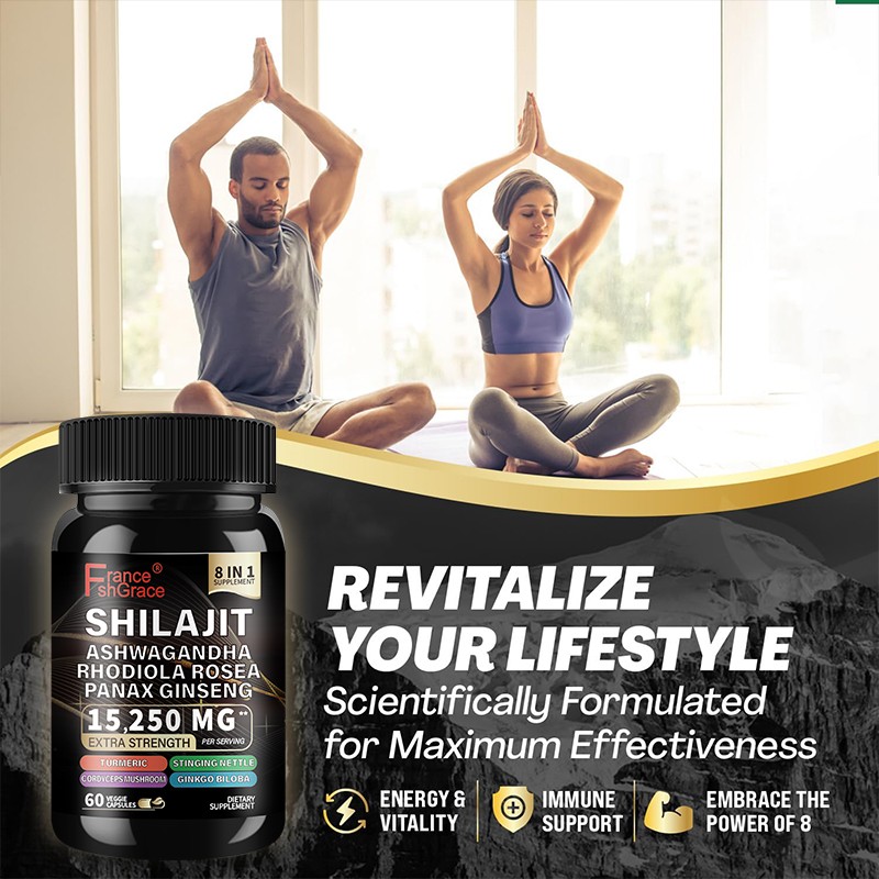 8-in-1 Supplement, 15,250mg,  Powerful Blend to Ensure  Essential Nutrients, Energy Vitality,Immune   Support,60 Capsules