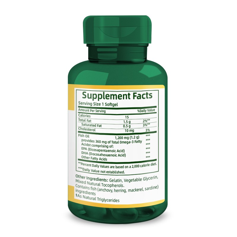 Omega 3 Supplement 60 Softgels for Eye Nutrition, Organic Flaxseed Triglyceride Fish Oil and Vitamin E