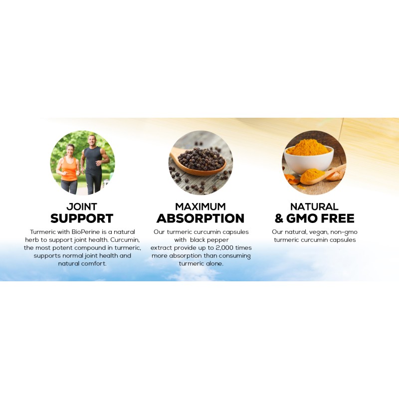 OEM Supplements 240 Capsules Health Care Turmeric Curcumin with BioPerine 95% Curcuminoids 1950mg for Joint Support
