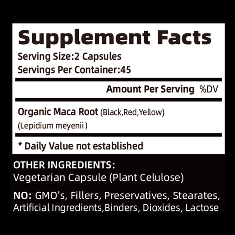 Premium Organic 1500mg Maca Root Extract Capsules Supplement for Men and Women to Enhance Endurance for Adults