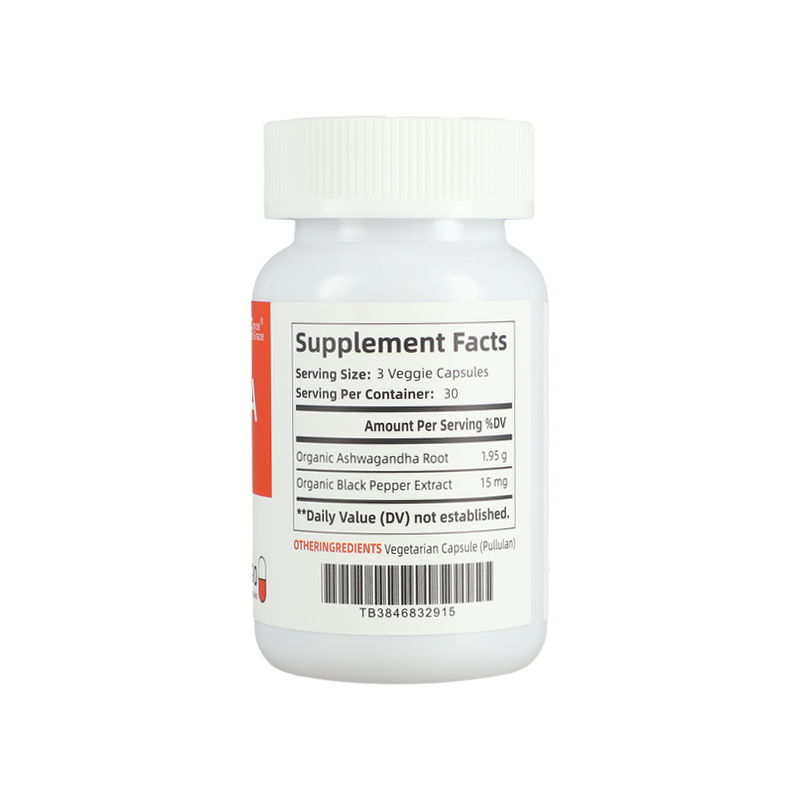 Organic Ashwagandha Root Extract Capsules for Stress Relief, Energy & Mood Support - 90 Vegan Capsules