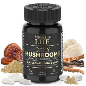 DAY MUSHROOMS LIONS MANE CORDYCEPS REISHI NURTURE MIND BODY & SPIRIT Healthy Lmmune System Support  Energy & Clarity 60 Capsules