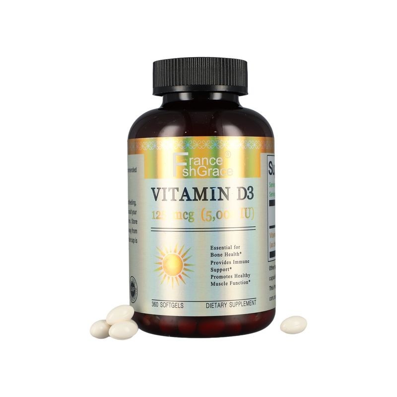 Vitamin D3 5000 IU (125mcg) Softgels for Daily Bone Support, Immune Function, and Muscle Health | 360 High Potency Capsules