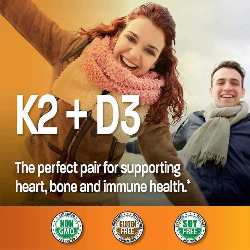 Vitamin K2 with D3 Supplement,Supports Better  Cardiovascular Health and Maintains Healthy Immune  System Blance,120 Capsules